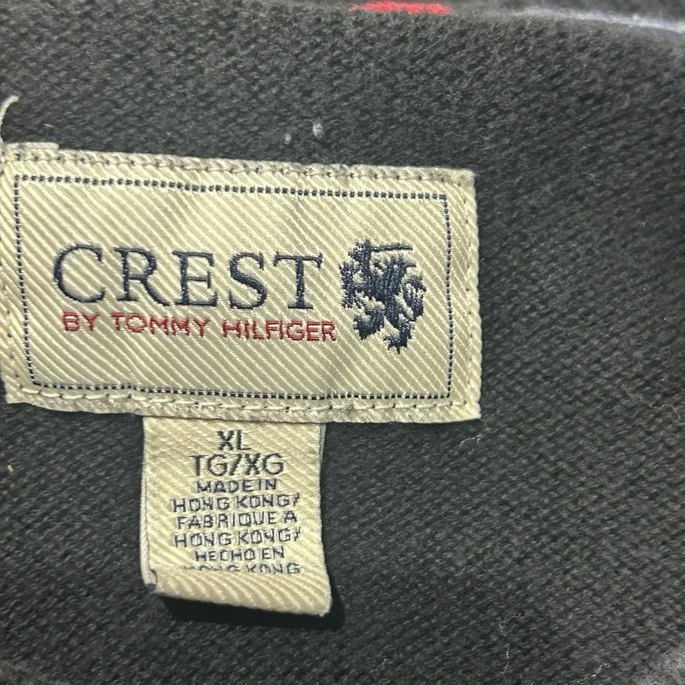 Crest by Tommy Hilfiger Men's XL Striped Crewneck Sweater 100% Cotton Black